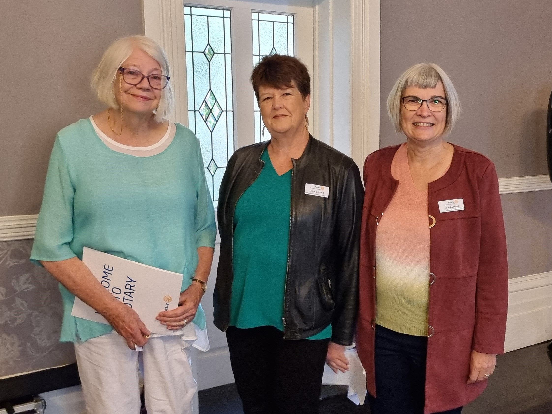 Jenny pictured with Sponsor Clare and Past President Jane at induction. 